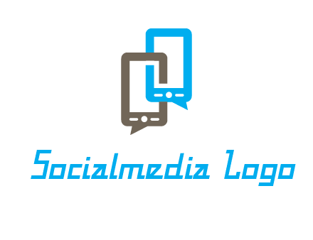 two cell phone incorporated with speech bubbles logo