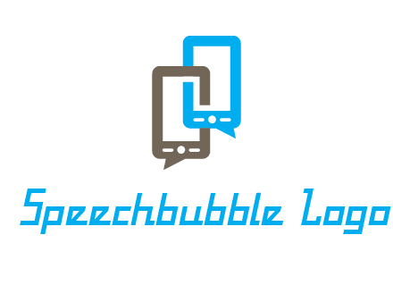 two cell phone incorporated with speech bubbles logo