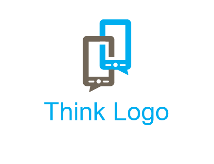 two cell phone incorporated with speech bubbles logo