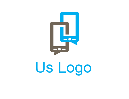 two cell phone incorporated with speech bubbles logo