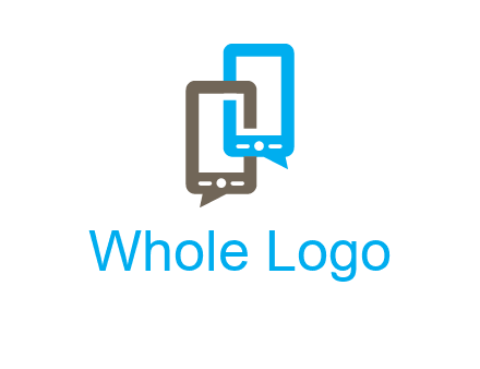 two cell phone incorporated with speech bubbles logo
