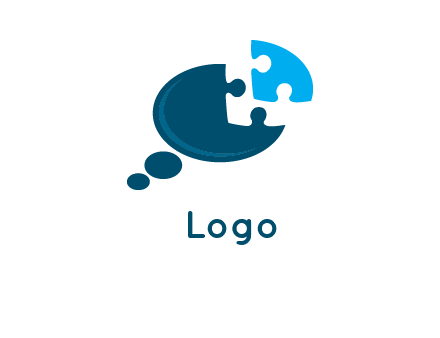 speech bubble incorporated with puzzle logo