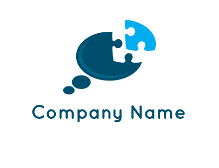 speech bubble incorporated with puzzle logo