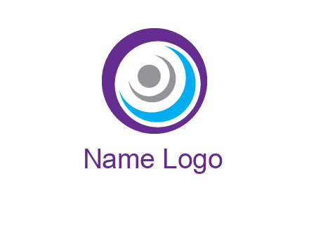 abstract person inside the circle with swooshes logo