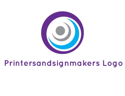 abstract person inside the circle with swooshes logo