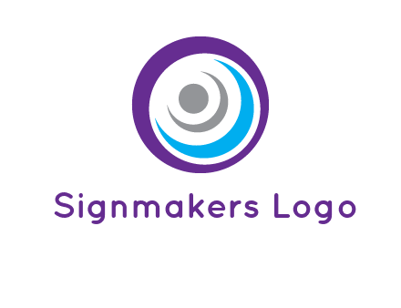 abstract person inside the circle with swooshes logo