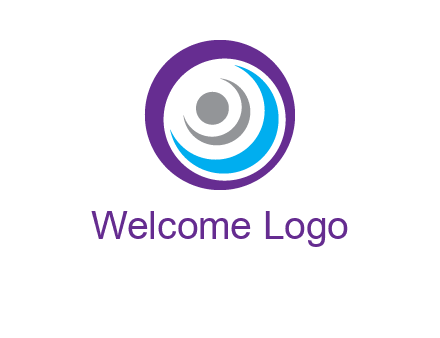 abstract person inside the circle with swooshes logo