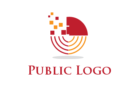 abstract circle with pixels logo
