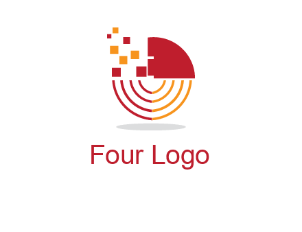 abstract circle with pixels logo