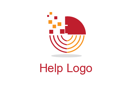 abstract circle with pixels logo