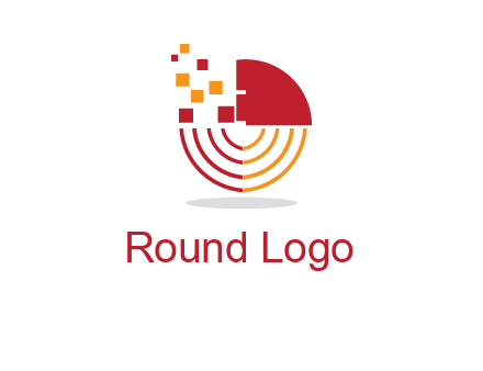abstract circle with pixels logo