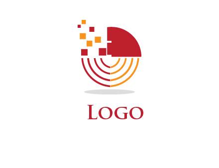 abstract circle with pixels logo