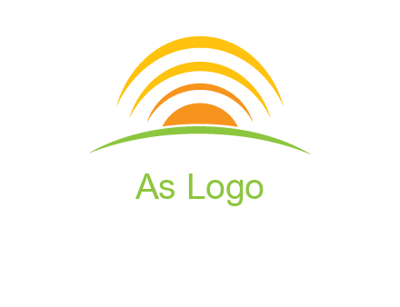 abstract landscape with sun and swooshes logo