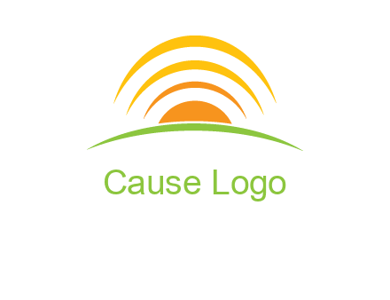 abstract landscape with sun and swooshes logo