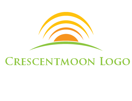 abstract landscape with sun and swooshes logo