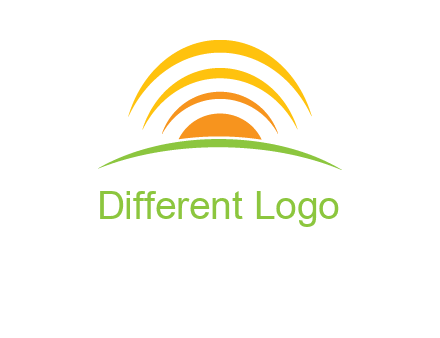 abstract landscape with sun and swooshes logo