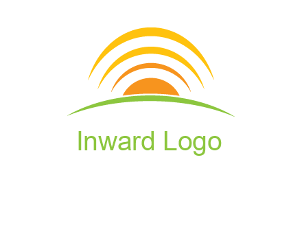 abstract landscape with sun and swooshes logo