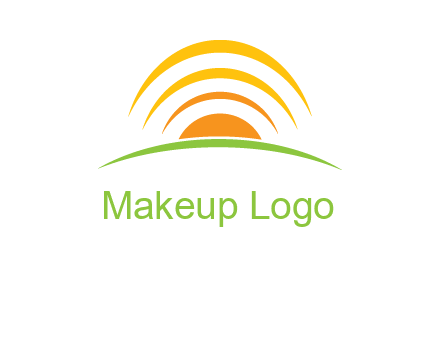 abstract landscape with sun and swooshes logo
