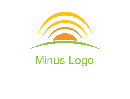 abstract landscape with sun and swooshes logo