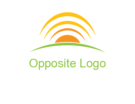 abstract landscape with sun and swooshes logo