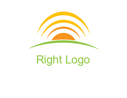 abstract landscape with sun and swooshes logo