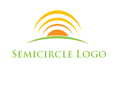 abstract landscape with sun and swooshes logo