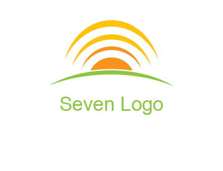 abstract landscape with sun and swooshes logo