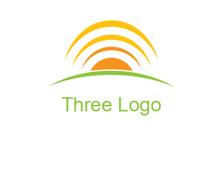 abstract landscape with sun and swooshes logo