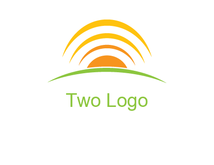 abstract landscape with sun and swooshes logo