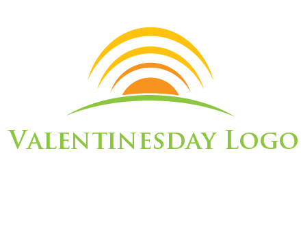 abstract landscape with sun and swooshes logo