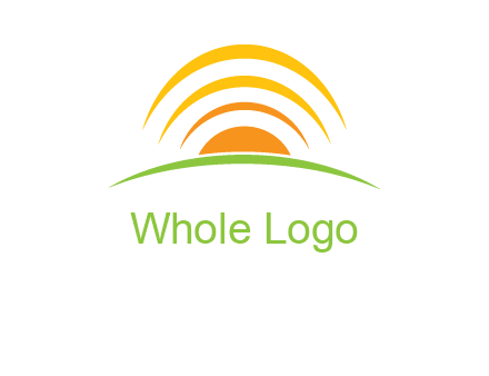 abstract landscape with sun and swooshes logo