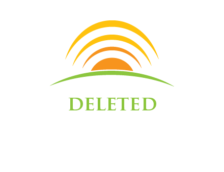 abstract landscape with sun and swooshes logo
