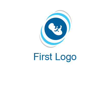 baby inside the circle with swooshes logo