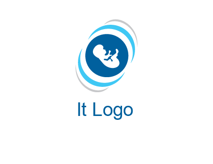 baby inside the circle with swooshes logo
