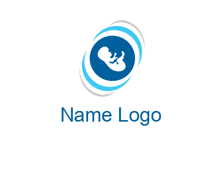 baby inside the circle with swooshes logo