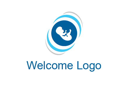 baby inside the circle with swooshes logo