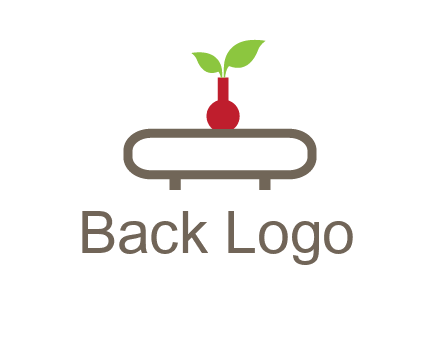 vase on table with plant logo