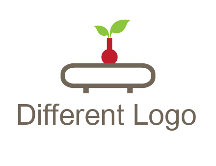vase on table with plant logo