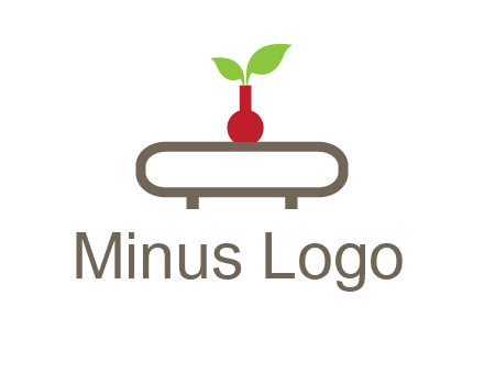 vase on table with plant logo