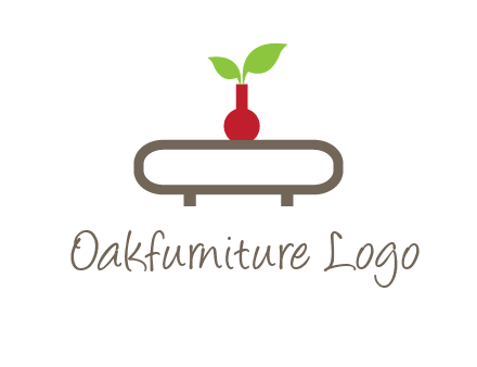 vase on table with plant logo
