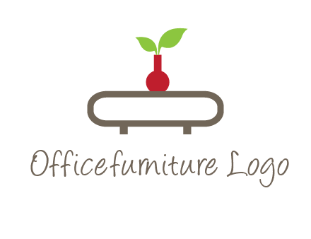 vase on table with plant logo