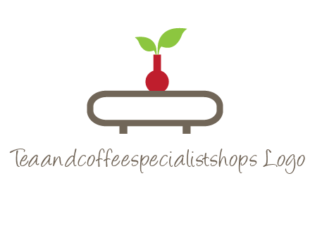 vase on table with plant logo