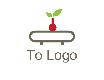 vase on table with plant logo