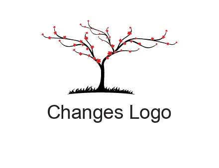tree with flowers on grass logo