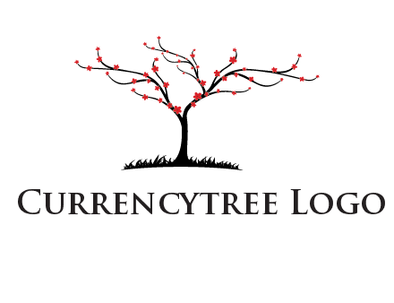 tree with flowers on grass logo