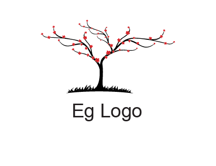 tree with flowers on grass logo