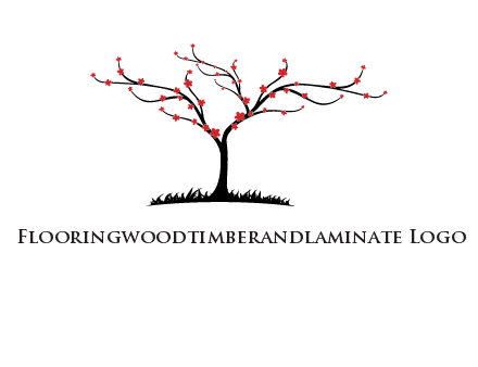 tree with flowers on grass logo