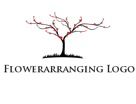 tree with flowers on grass logo