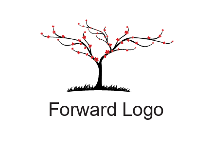 tree with flowers on grass logo