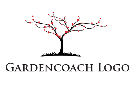 tree with flowers on grass logo